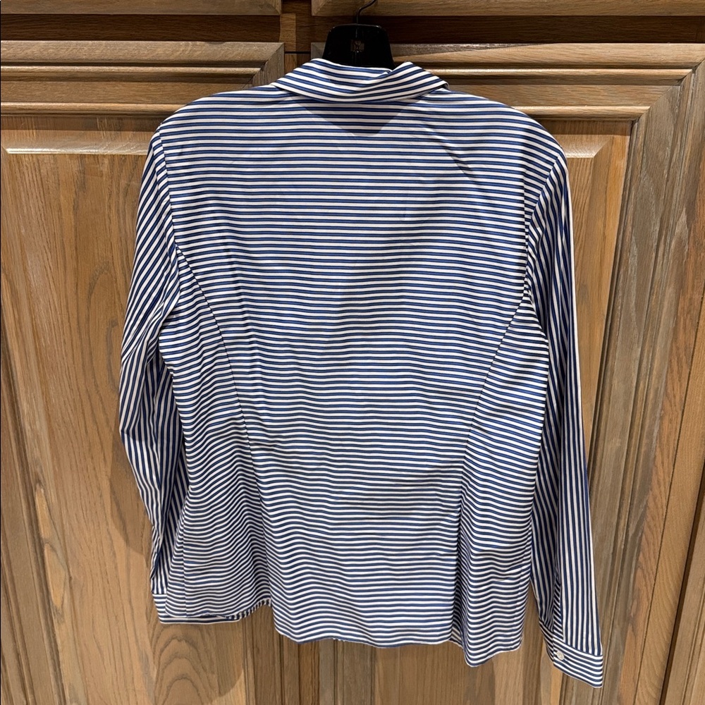 Lafayette 148 New York Blue Striped Button Down Shirt NWT - Picture 6 of 8